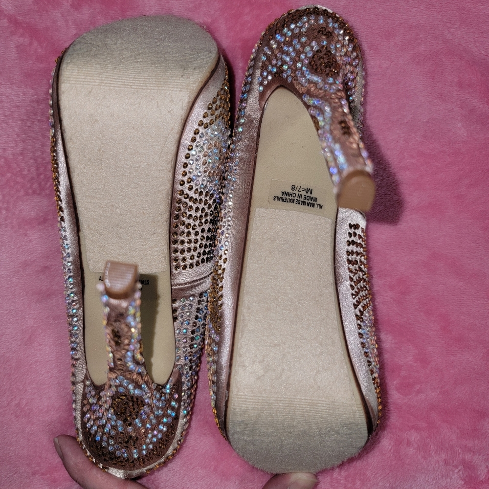 Tan & Rhinestone Stilettos - Picture 2 of 6
